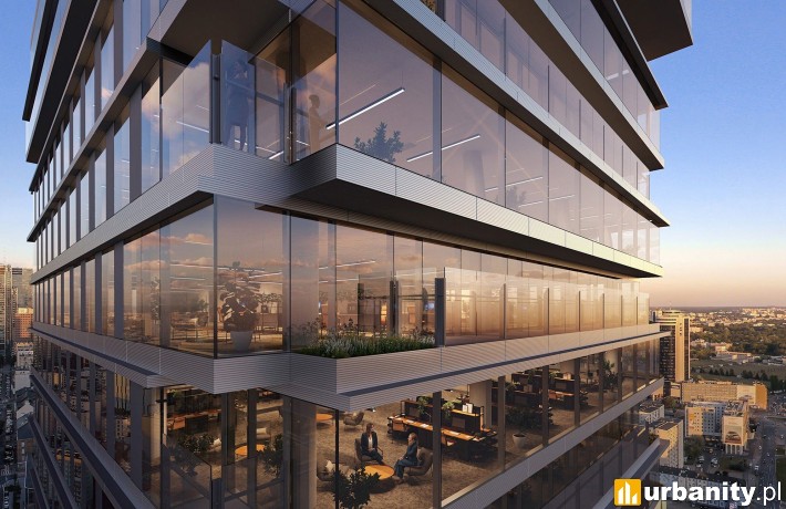Wizualizacja inwestycji AFI Tower w centrum Warszawy, wiz. materiały inwestora