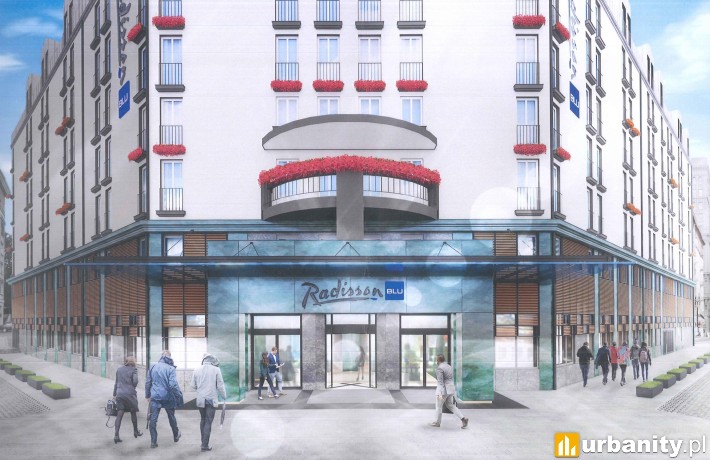 Wizualizacja nowej elewacji Hotelu Sobieski w Warszawie, wiz. Urząd Dzielnicy Ochota