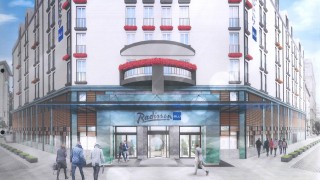 Wizualizacja nowej elewacji Hotelu Sobieski w Warszawie, wiz. Urząd Dzielnicy Ochota