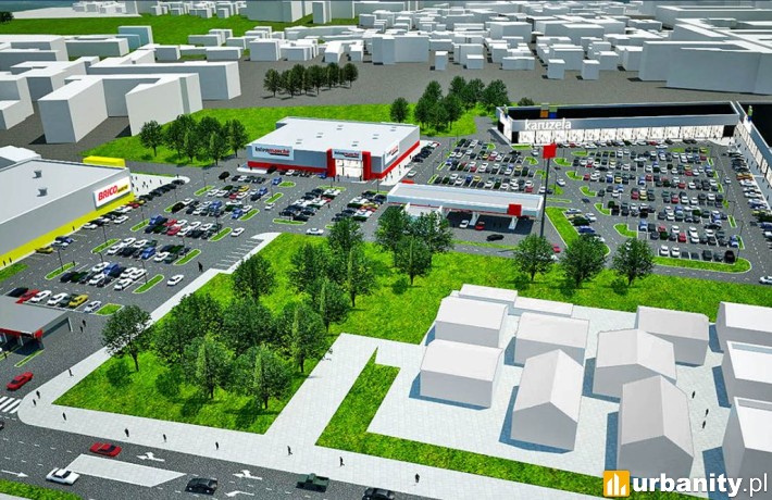 Projekt budowy parku handlowego w Ostrowie Wielkopolskim, wiz. materiały inwestora