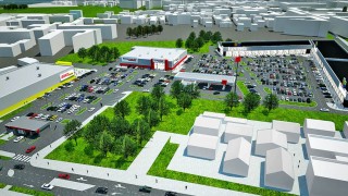 Projekt budowy parku handlowego w Ostrowie Wielkopolskim, wiz. materiały inwestora