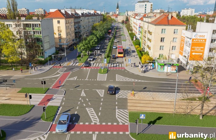 Ulica Gajowicka we Wrocławiu po przebudowie, wizualizacja, wiz. materiały inwestora