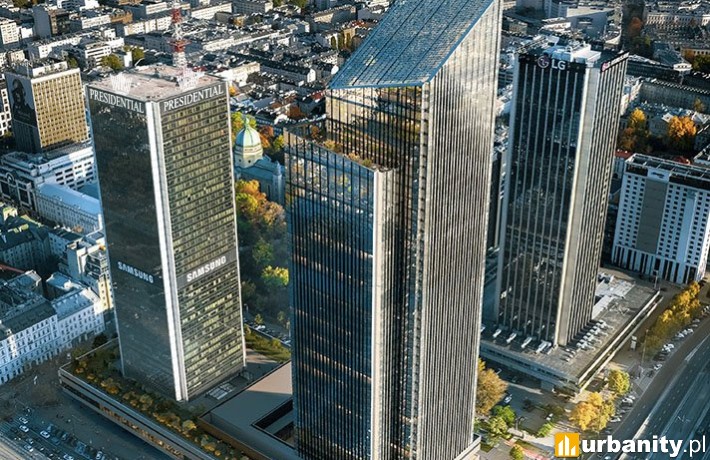 Najnowszy projekt wieżowca obok dawnego Marriotta, wiz. materiały inwestora