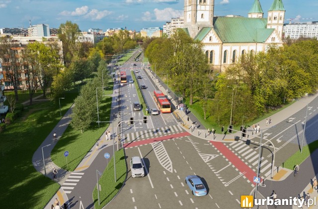 Ulica Gajowicka we Wrocławiu po przebudowie, wizualizacja, wiz. materiały inwestora