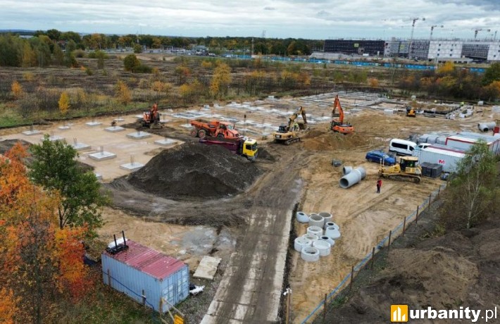 Postęp prac na budowie parku handlowego przy kamiennogórskiej we Wrocławiu, fot. mat. prasowe
