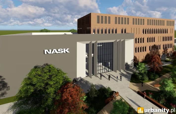 Wizualizacja nowego budynku Cyberbezpieczeństwa NASK, wiz. materiały inwestora