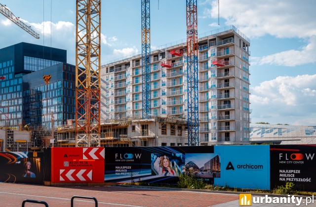 Postęp prac na budowie inwestycji Flow w Łodzi, fot. Atchicom