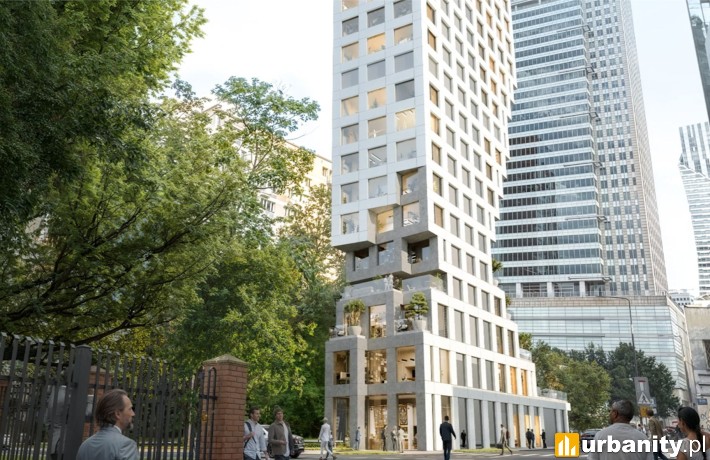 Projekt inwestycji Twarda 7 w ścisłym centrum Warszawy, wiz. materiały inwestora