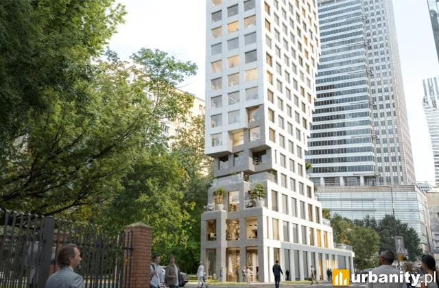 Projekt inwestycji Twarda 7 w ścisłym centrum Warszawy, wiz. materiały inwestora