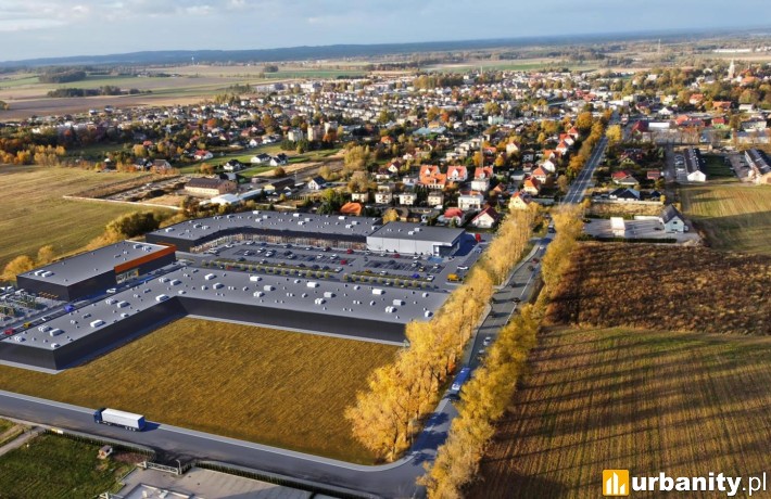 Projekt parku handlowego Smart Park w Sycowie, wiz. materiały inwestora