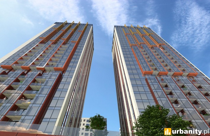 Wieże Towarowa Towers rzut z dołu