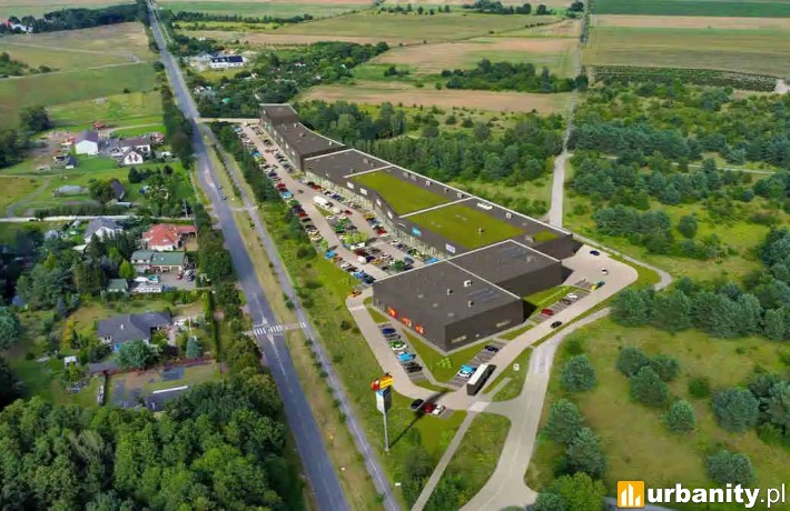 Projekt parku handlowego w Goleniowie, wiz. materiały inwestora