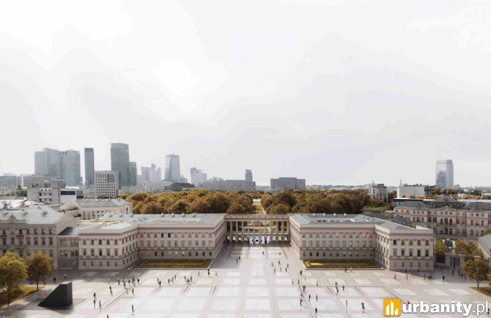 Wizualizacja zachodniej pierzei Pl. Piłsudskiego po odbudowie, wiz. WXCA Group sp. z o.o.