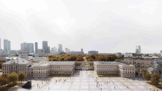 Wizualizacja zachodniej pierzei Pl. Piłsudskiego po odbudowie, wiz. WXCA Group sp. z o.o.