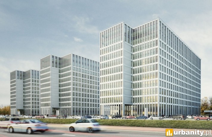 Wizualizacja krakowskiego kompleksu biurowego Opolska Business Park