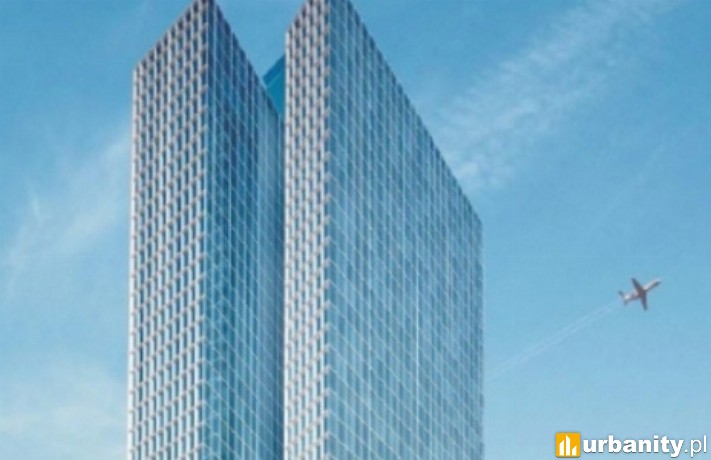 Koncepcja wieżowca u zbiegu Srebrnej i Towarowej w Warszawie