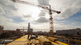 Cztery gotowe kondygnacje naziemne katowickiego wieżowca