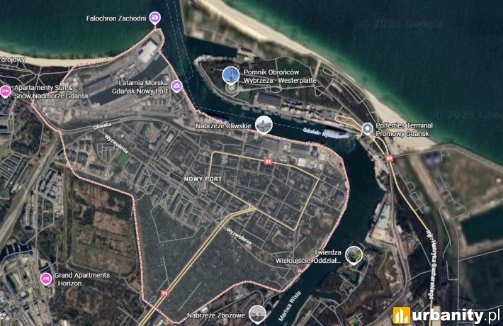 Teren Nowego Portu w Gdańsku, fot. google maps