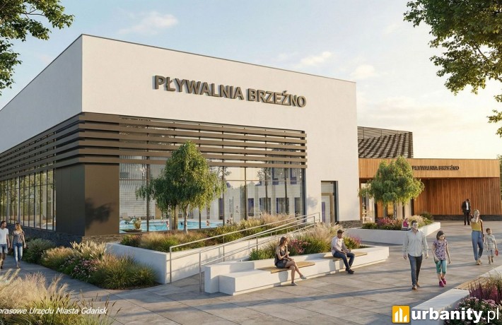 Projekt nowego basenu w Brzeźnie, wiz. materiały inwestora