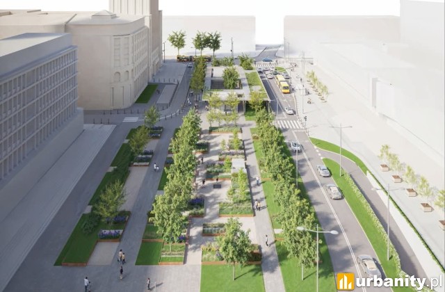 Plac Powstańców Warszawy, projekt przebudowy, wiz. LAP studio