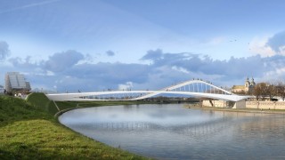 Projekt nowej kładki pieszo-rowerowej w Krakowie, wiz. Projekt Piotr Lewicki&Kazimierz Łatak