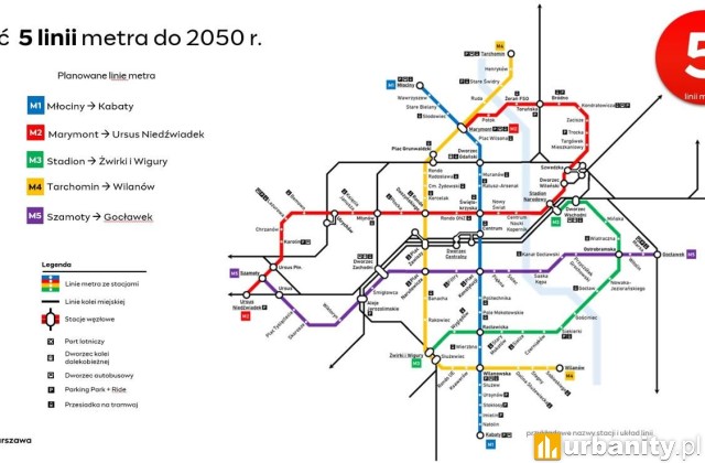 Projekt linii warszawskiego metra, wiz. Metro Warszawskie