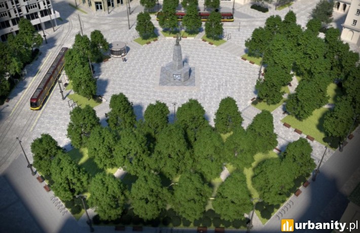 Przebudowany plac Wolności w Łodzi - wizualizacja