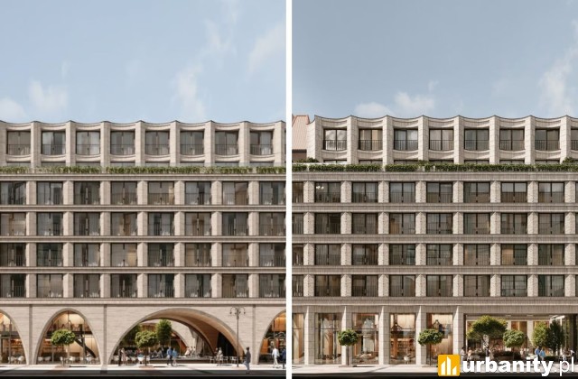 Stara (po lewej) i nowa (po prawej) wersja inwestycji Noho we Wrocławiu, wiz. Roark Studio