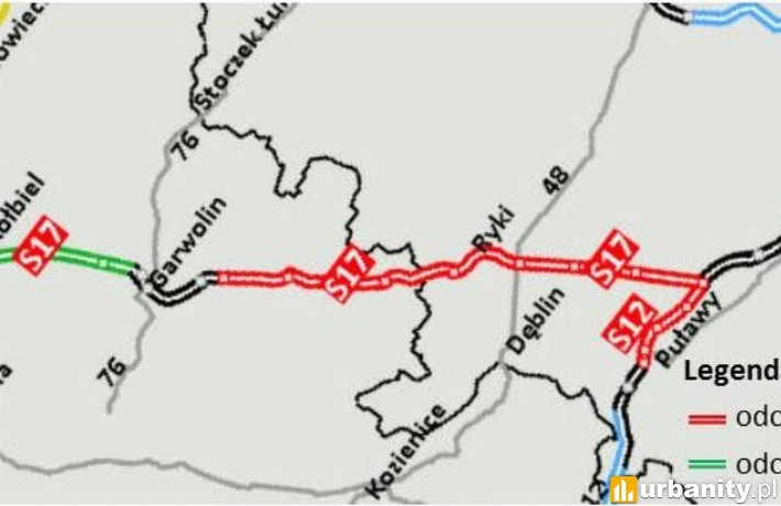 Przebieg trasy S17 Warszawa - Lublin