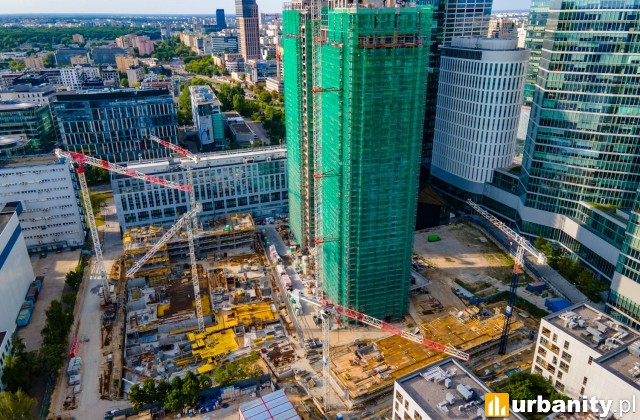 Postęp prac na budowie Towarowa Square w Warszawie, fot. Asbud