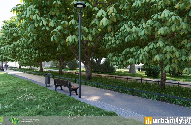 Część Parku Szczytnickiego przejdzie renowację, projekt inwestycji, wiz. materiały inwestora