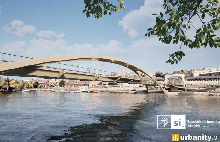 Kładka w Szczecinie z nową funkcją. Skorzystają służby ratunkowe, wiz. materiały inwestora