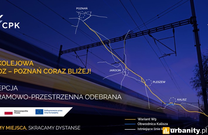 Linia kolejowa Sieradz-Kalisz-Poznań coraz bliżej, wiz. CPK