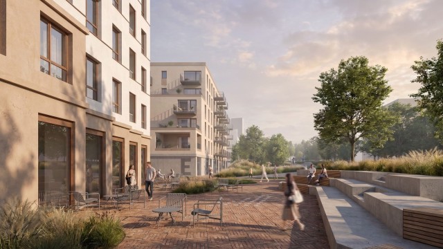 Projekt nowego osiedla przy ulicy Postępu 2 na Mokotowie, wiz. Archicom