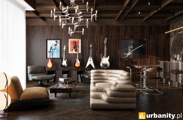 Guitar Heroes - jeden z kolekcjonerskich apartamentów w M7, wiz. materiały inwestora