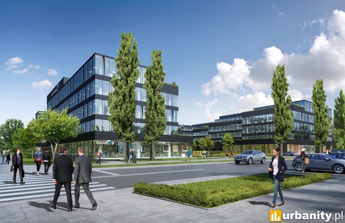 Wizualizacja kompleksu biurowego Neopark w Warszawie