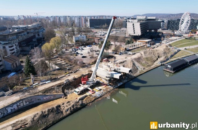Budowa kładki Kazimierz – Ludwinów, fot. Zarząd Inwestycji Miejskich w Krakowie