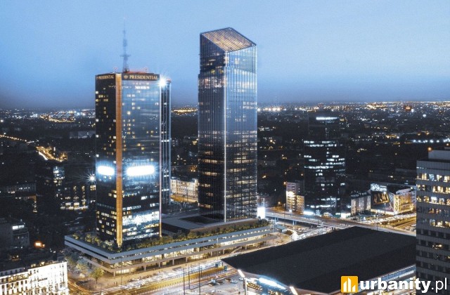 Nowe wizualizacje wieżowca Lilium Tower w Warszawie, wiz. APA Wojciechowski