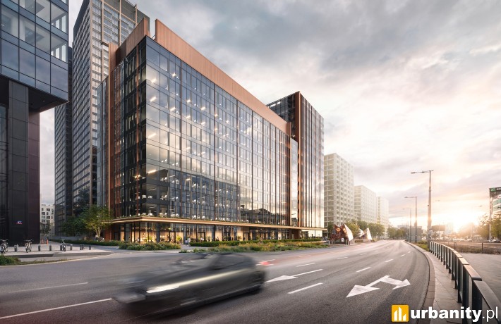 Projekt biurowca LightOn w Warszawie, wiz. mat. inwestora