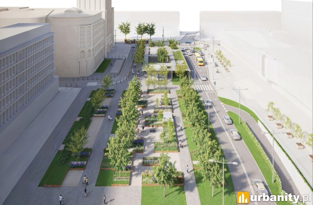 Nowy plac Plac Powstańców Warszawy, wiz. materiały inwestora