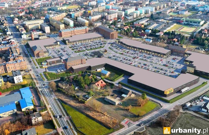Osada Pułtusk, wizualizacja parku handlowego, wiz. materiały inwestora