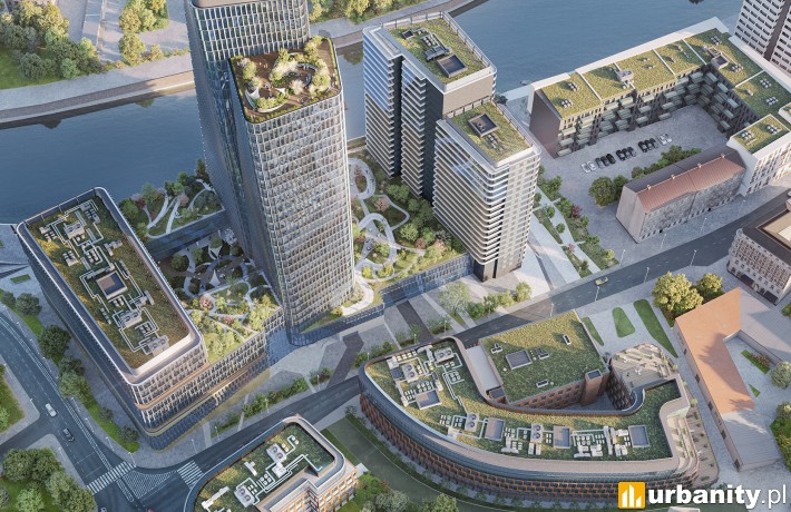 Wizualizacja kompleksu mixed-use we Wrocławiu pod nazwą Quorum, wiz. Cavatina Holding