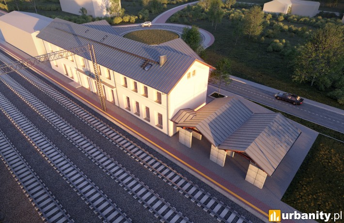 Wizualizacja dworca Opalenica - widok z lotu ptaka