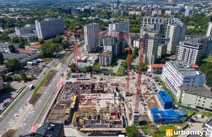 Tak obecnie wygląda budowa inwestycji Awangarda Mogilska, fot. Skanska