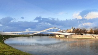Futurystyczny projekt nowej kładki pieszo-rowerowej nad Wisłą, wiz. materiały inwestora