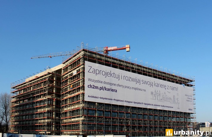 Stan zaawansowania prac budowlanych na budowie CH2M Center