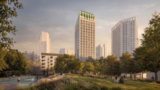 Dwa budynki, 609 lokali i zielone połączenie z parkiem. Plany dla Ashley Park