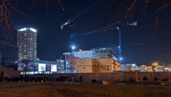 zdjęcie z budowy Muzeum Sztuki Nowoczesnej