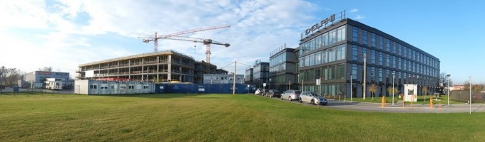 zawieszenie wiechy nad budynkiem C