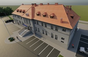 zdjęcie z przebudowy Dworzec kolejowy stacja Olesno Śląskie